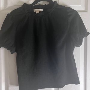 Black Peplum Slightly Cropped Blouse Monteau LA